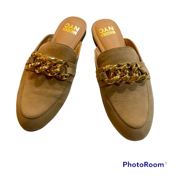 Steve Madden Shoes - Madden Mules Gold Tone Rope Neutral Tan Slide Slip On Academia Woman’s Size 7